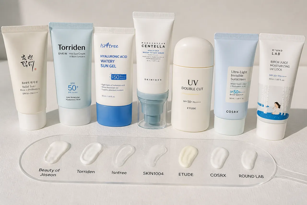 comparație creme solare coreene SPF 50