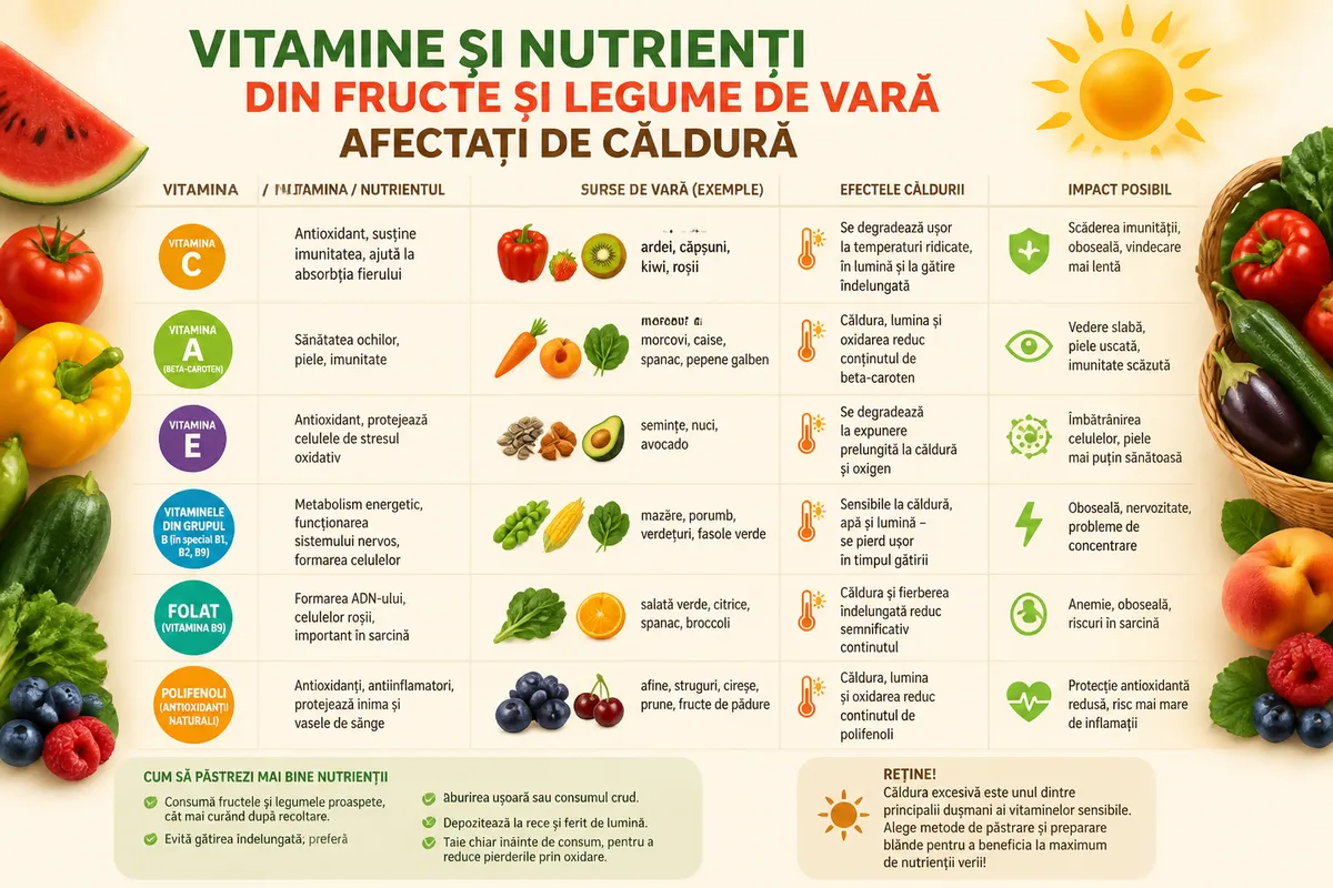 impactul căldurii asupra vitaminelor din alimente de vară