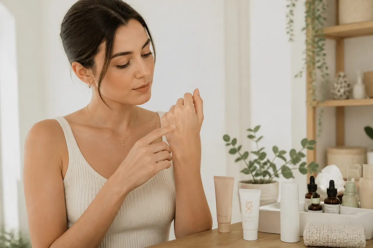 cremă cu SPF color pentru față și testarea nuanței