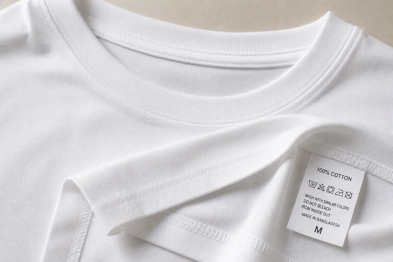 detalii de calitate la un tricou alb simplu
